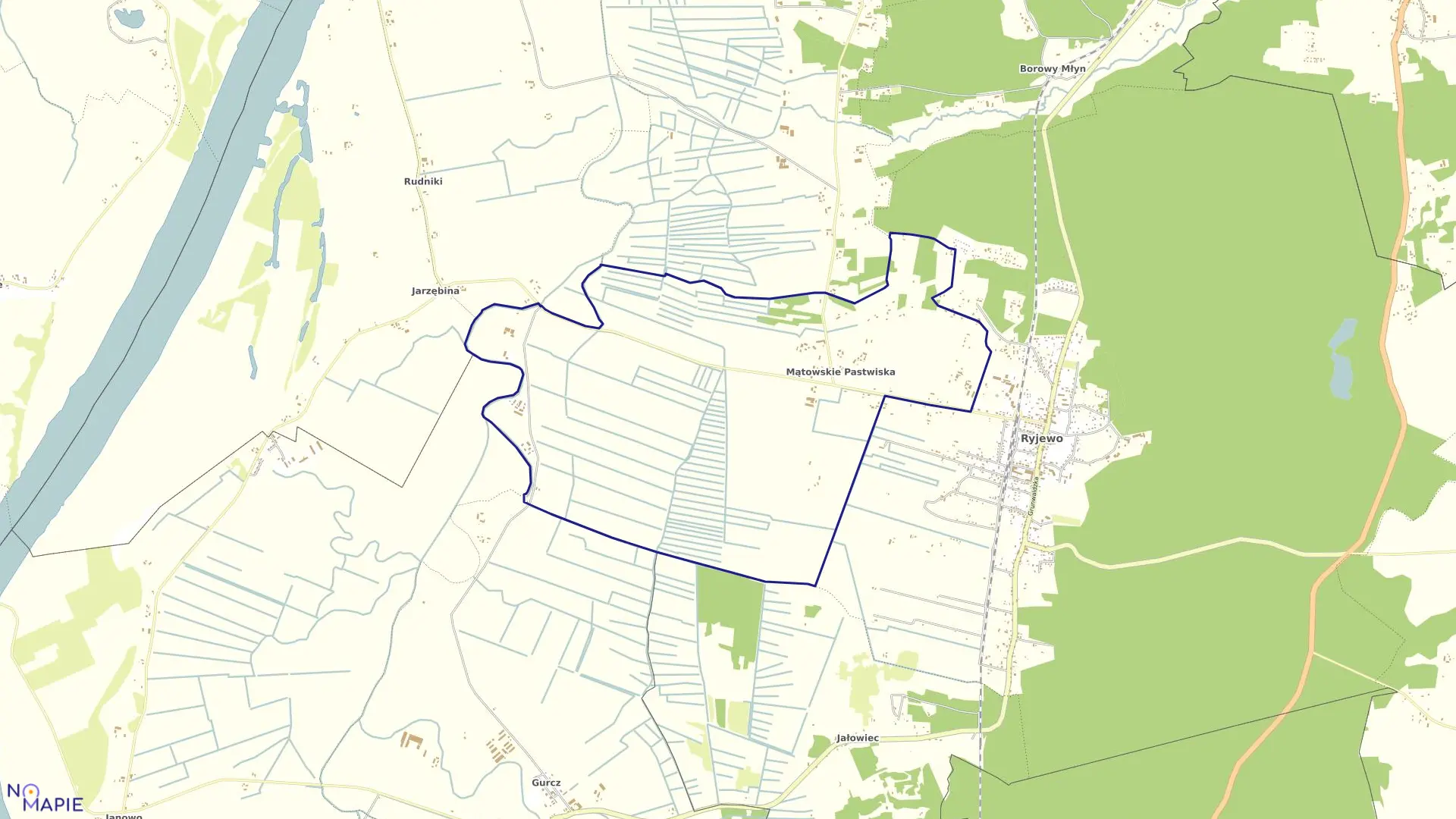 Mapa obrębu Mątowskie Pastwiska w gminie Ryjewo